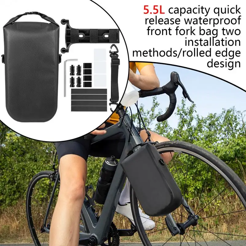 Fork Bag Bicycling Pannier 5.5L Front Fork Pouch Quick Release Waterproof Mountain Road Bikes Shoulder Bag
Fork Bag Bicycling Pannier 5.5L Front Fork Pouch Quick Release Waterproof Mountain Road Bikes Shoulder Bag