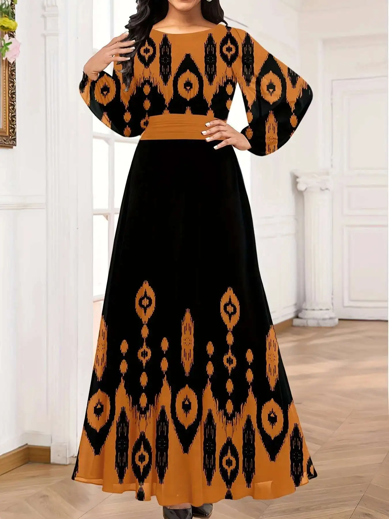 Spring Women's and Summer Ethnic Style Printed Long Sleeved Commuting Waist Cinched A-line Long Skirt Elegantes Casual Y2k
Spring Women's and Summer Ethnic Style Printed Long Sleeved Commuting Waist Cinched A-line Long Skirt Elegantes Casual Y2k