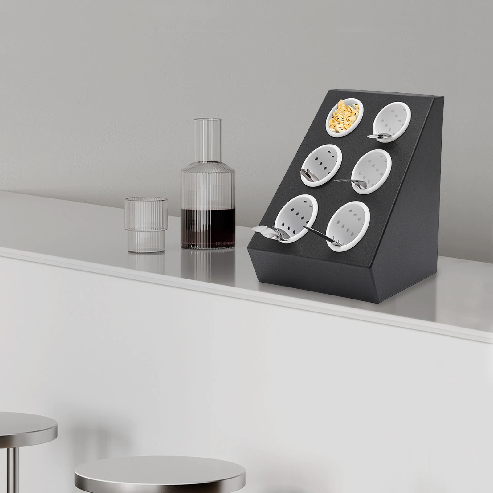 6-Compartment Plastic Utensil Holder,Flatware Cylinder Storage Caddy for Kitchen, Bars, Coffee Shops, Restaurants, Hotels
6-Compartment Plastic Utensil Holder,Flatware Cylinder Storage Caddy for Kitchen, Bars, Coffee Shops, Restaurants, Hotels