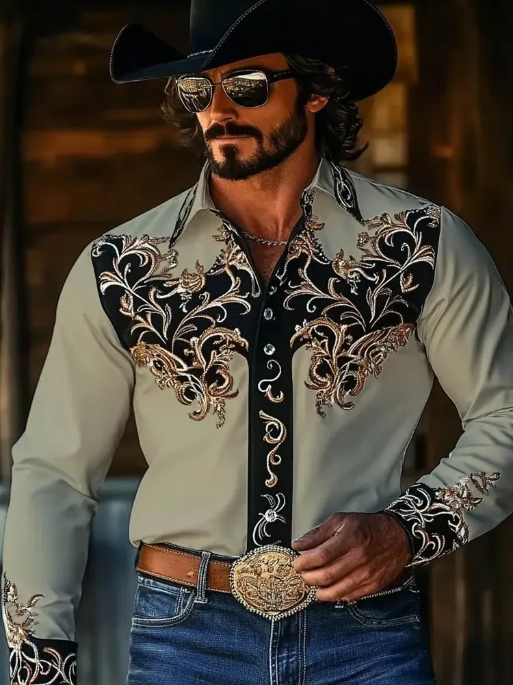 S-9XLPlusSize Men Western Cowboy Embroidered Long Sleeve Shirt, Vintage Floral & Horse Print Button-Down, Multi-Colors Available
S-9XLPlusSize Men Western Cowboy Embroidered Long Sleeve Shirt, Vintage Floral & Horse Print Button-Down, Multi-Colors Available