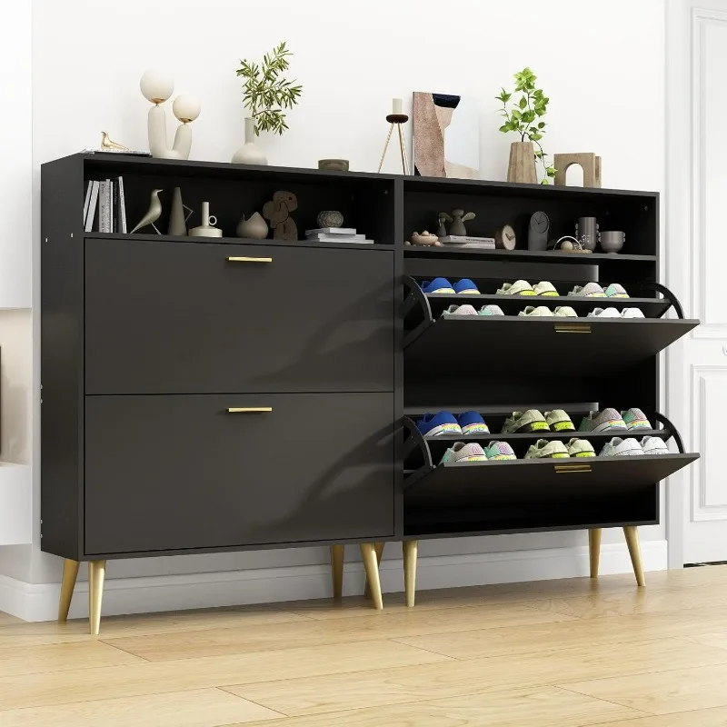 Black Shoe Cabinet Set of 2 - Shoe Storage Cabinet for Entryway with 2 Flip Doors and Shelf, Slim Shoe Rack Cabinet
Black Shoe Cabinet Set of 2 - Shoe Storage Cabinet for Entryway with 2 Flip Doors and Shelf, Slim Shoe Rack Cabinet