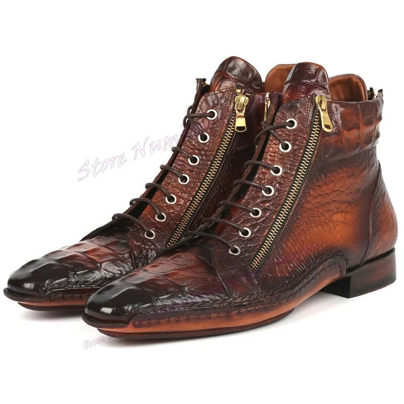 Brown Crocodile Skin Men's Chukka Boots Cross Tied Zipper Chunky Heels Ankle Boots for Men British Style Vintage New Style Shoes
Brown Crocodile Skin Men's Chukka Boots Cross Tied Zipper Chunky Heels Ankle Boots for Men British Style Vintage New Style Shoes