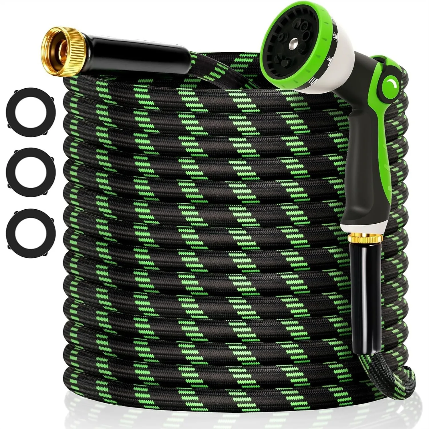 50 ft Garden Hose Non-Expanding Lightweight Kink-Free with 3/4" Brass Fitting and 10 Function Nozzle for Outdoor Yard Lawn Car
50 ft Garden Hose Non-Expanding Lightweight Kink-Free with 3/4" Brass Fitting and 10 Function Nozzle for Outdoor Yard Lawn Car