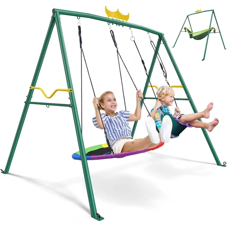 Качающийся и гамак Crown 2 в 1, 460 фунтов, 2-местные качели для заднего двора, набор уличных качелей, сверхмощное металлическое 1 блюдце и 1 ремень для улицы
Качающийся и гамак Crown 2 в 1, 460 фунтов, 2-местные качели для заднего двора, набор уличных качелей, сверхмощное металлическое 1 блюдце и 1 ремень для улицы