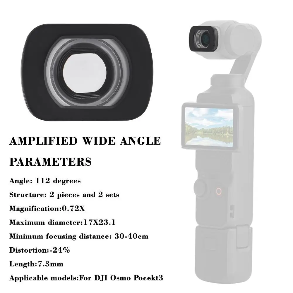 Для широкоугольного объектива dji Osmo Pocket3, усиленные широкоугольные параметры, фильтр, внешнее расширение, угловой объектив
Для широкоугольного объектива dji Osmo Pocket3, усиленные широкоугольные параметры, фильтр, внешнее расширение, угловой объектив