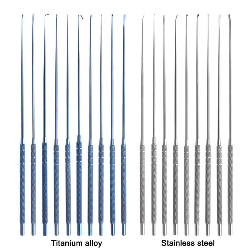 Titanium Alloy Micro Nerve Hook Vessel Hook Micro Spatula Dissectors Teardrop Curette Micro Neurosurgical Instruments
Titanium Alloy Micro Nerve Hook Vessel Hook Micro Spatula Dissectors Teardrop Curette Micro Neurosurgical Instruments