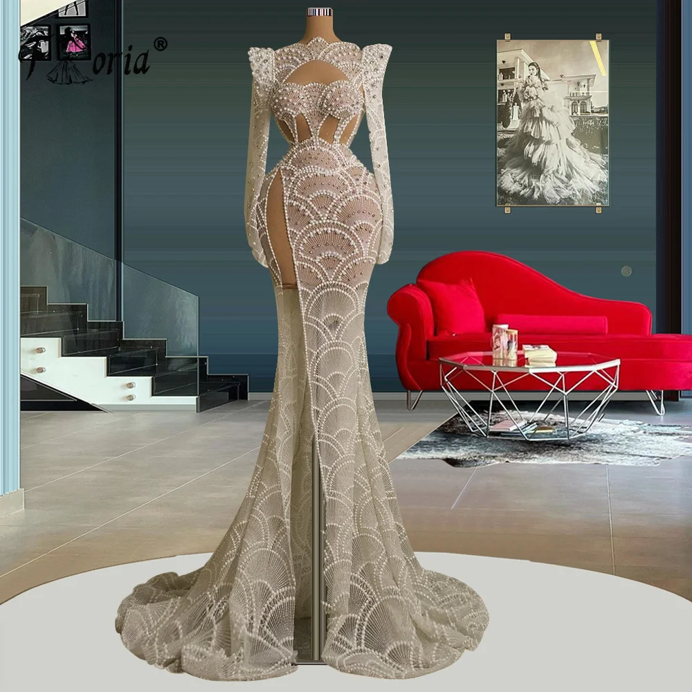 Gorgeous Full Beads Pearls Mermaid Wedding Party Dress Crystals See Through Slit Formal Occasion Gowns robe femme soirée 2023
Gorgeous Full Beads Pearls Mermaid Wedding Party Dress Crystals See Through Slit Formal Occasion Gowns robe femme soirée 2023