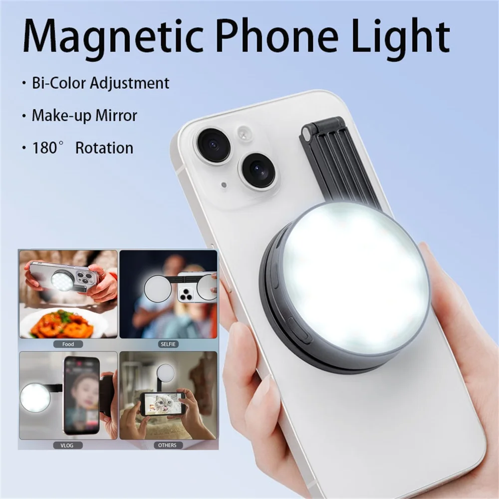 Magnetic Mini Fill Light Rechargeable 3 Modes Adjustable 180° Flip Mobile Phone Selfie Ring Light for iPhone Android Phone
Magnetic Mini Fill Light Rechargeable 3 Modes Adjustable 180° Flip Mobile Phone Selfie Ring Light for iPhone Android Phone