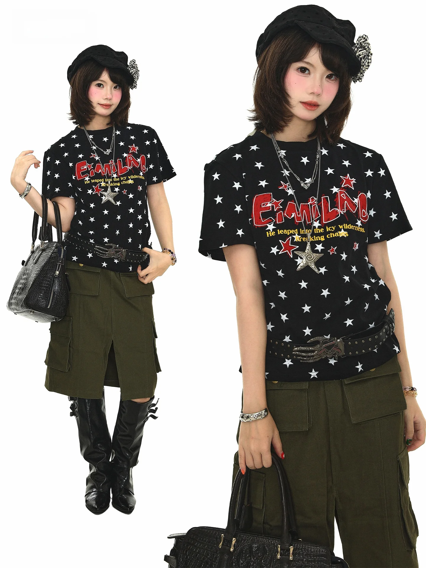 Sanowers American Retro Star Letter Print Short Sleeve T-Shirt Women Summer Loose Slimming Meat Covering Shoulder Top
Sanowers American Retro Star Letter Print Short Sleeve T-Shirt Women Summer Loose Slimming Meat Covering Shoulder Top