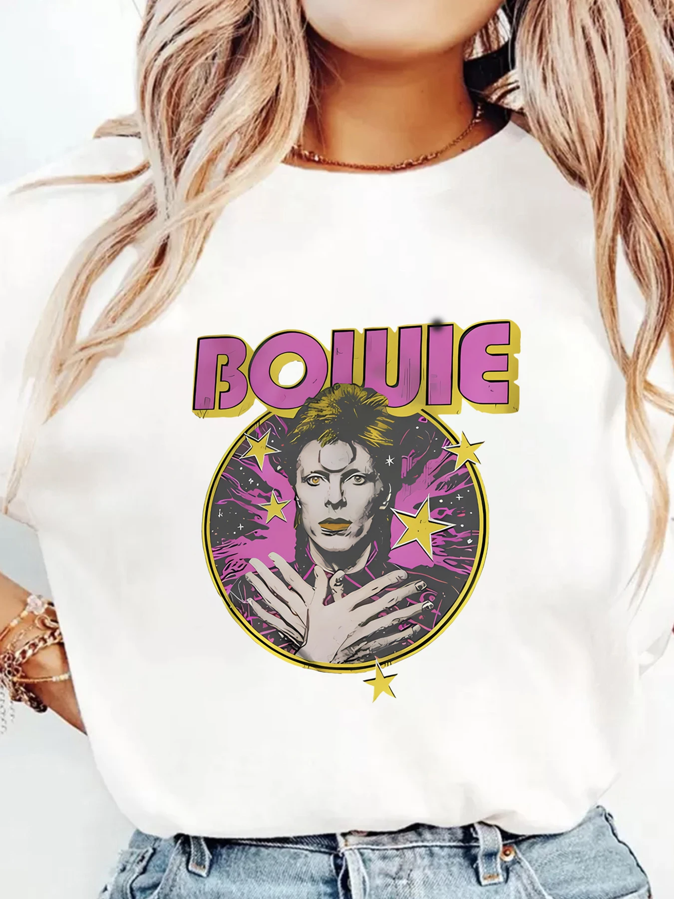 BOIUIE man Plus size women's round neck short sleeve T-shirt with elastic half sleeves and trendy prints
BOIUIE man Plus size women's round neck short sleeve T-shirt with elastic half sleeves and trendy prints