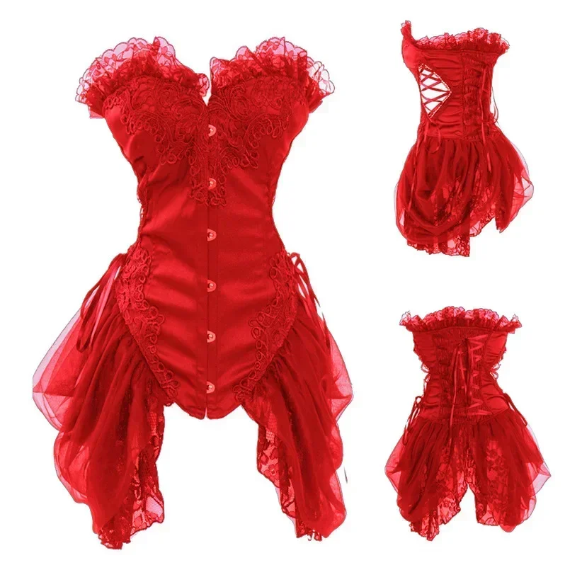 Sexy Satin Gothic With Tulle Overbust Victorian Corset Women Steampunk Elegant Wedding Bustier Burlesque Dress
Sexy Satin Gothic With Tulle Overbust Victorian Corset Women Steampunk Elegant Wedding Bustier Burlesque Dress