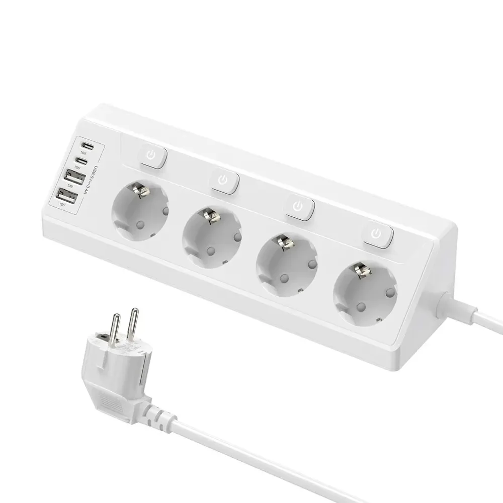 Adea 4 Eu socket corner Power Board 2 usb-a and 2 type-c corner power sockets 1.8m extension cord home office kitchen
Adea 4 Eu socket corner Power Board 2 usb-a and 2 type-c corner power sockets 1.8m extension cord home office kitchen