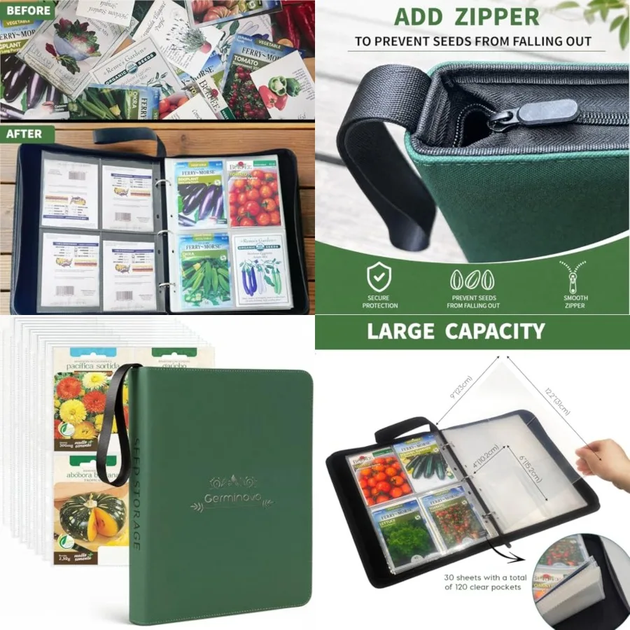 Zippered Seed Storage Organizer Binder with Handle, Waterproof and Insect-Proof Gardening Seed Book, 4 * 6 Inch Pocket Fits Mos
Zippered Seed Storage Organizer Binder with Handle, Waterproof and Insect-Proof Gardening Seed Book, 4 * 6 Inch Pocket Fits Mos