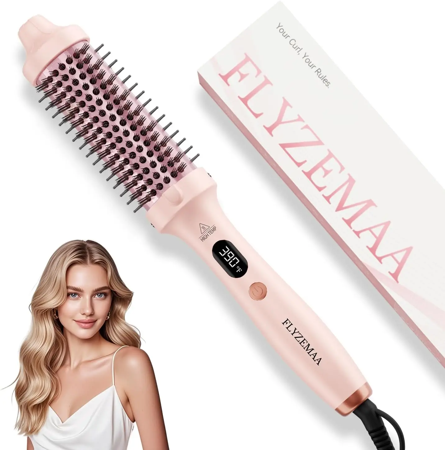 1.5 Inch Heated Round Brush for Long Hair, 3 Temp Settings, Anti-Scald Nylon Bristles, Pink
1.5 Inch Heated Round Brush for Long Hair, 3 Temp Settings, Anti-Scald Nylon Bristles, Pink