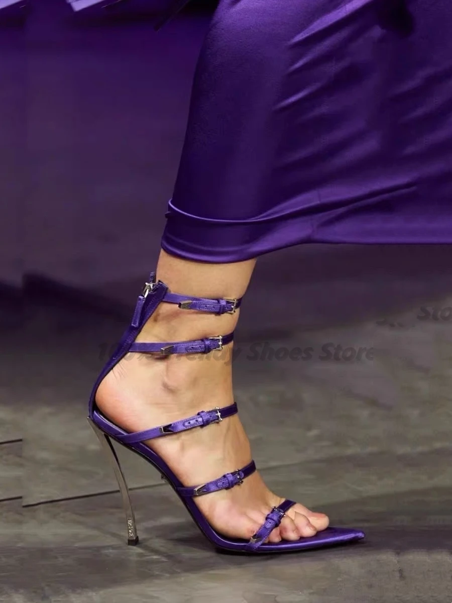 Metal High-Heeled Pointed Colored Buckle Sandals with Large Roman Women's Shoes New European and American
Metal High-Heeled Pointed Colored Buckle Sandals with Large Roman Women's Shoes New European and American