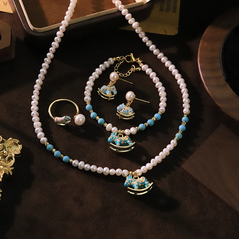 Natural Freshwater Pearl Blue Rocking Horse Jewelry Set for Women Dating Birthday Gift Pearl Jewelry Set Dainty Jewelry
Natural Freshwater Pearl Blue Rocking Horse Jewelry Set for Women Dating Birthday Gift Pearl Jewelry Set Dainty Jewelry