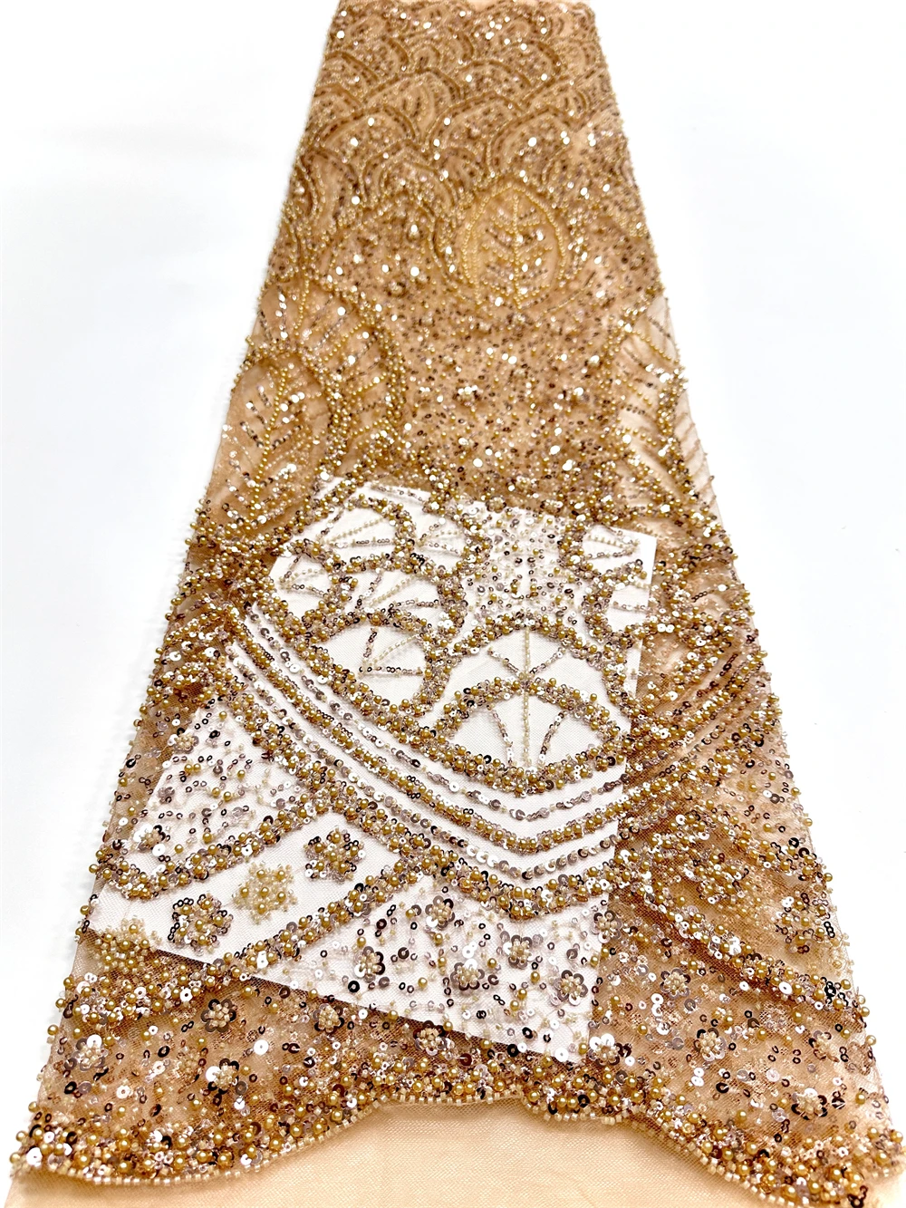 African French Beaded Lace Fabric with 3D Sequins High-Quality Embroidered Tulle for Nigerian Style Party Dresses Sewing
African French Beaded Lace Fabric with 3D Sequins High-Quality Embroidered Tulle for Nigerian Style Party Dresses Sewing