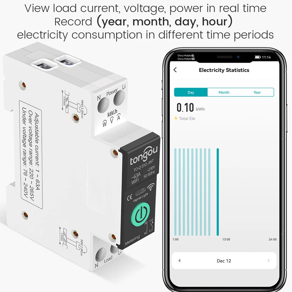 Tuya WiFi Smart Circuit Breaker Switch 1-63A Adjustable Voice Controlled Remote Over/Under Voltage & over Current Protector
Tuya WiFi Smart Circuit Breaker Switch 1-63A Adjustable Voice Controlled Remote Over/Under Voltage & over Current Protector