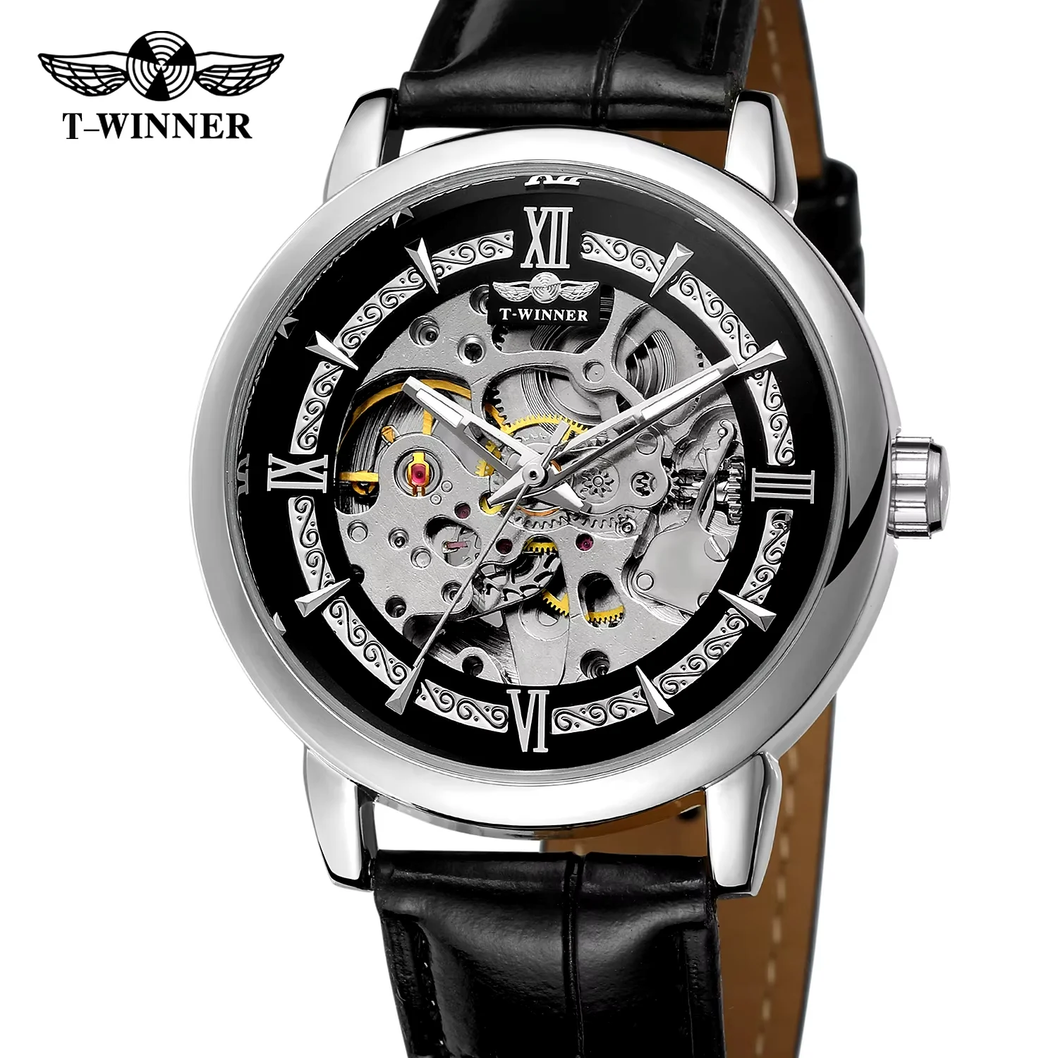 T-winner Mechanical Watch Circular hollow bottom Mechanical Watch Black belt Wrist Watch Men's and women's watch
T-winner Mechanical Watch Circular hollow bottom Mechanical Watch Black belt Wrist Watch Men's and women's watch