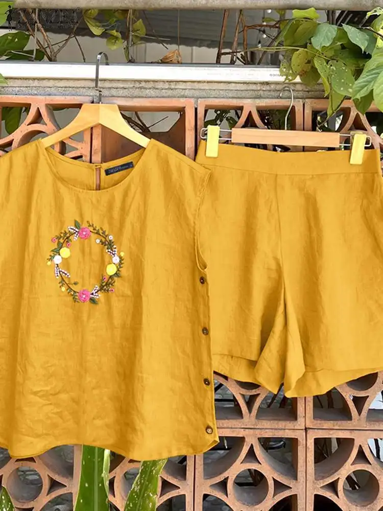 Женский короткий костюм ZANZEA с цветочным принтом, повседневный летний спортивный костюм из 2 предметов, корейский Свободный Топ без рукавов и шорты, модные подходящие костюмы
Женский короткий костюм ZANZEA с цветочным принтом, повседневный летний спортивный костюм из 2 предметов, корейский Свободный Топ без рукавов и шорты, модные подходящие костюмы