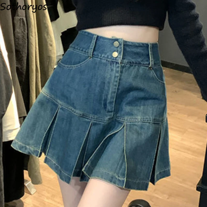 Blue Mini Denim Skirts Women Pleated Vintage Hotsweet Chic Preppy Style Faldas Korean Stylish Simple Casual Streetwear All-match
Blue Mini Denim Skirts Women Pleated Vintage Hotsweet Chic Preppy Style Faldas Korean Stylish Simple Casual Streetwear All-match