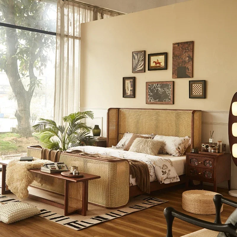 Rattan bed Solid wood bed 1.51.8 meters Household double bed Antique rattan furniture
Rattan bed Solid wood bed 1.51.8 meters Household double bed Antique rattan furniture