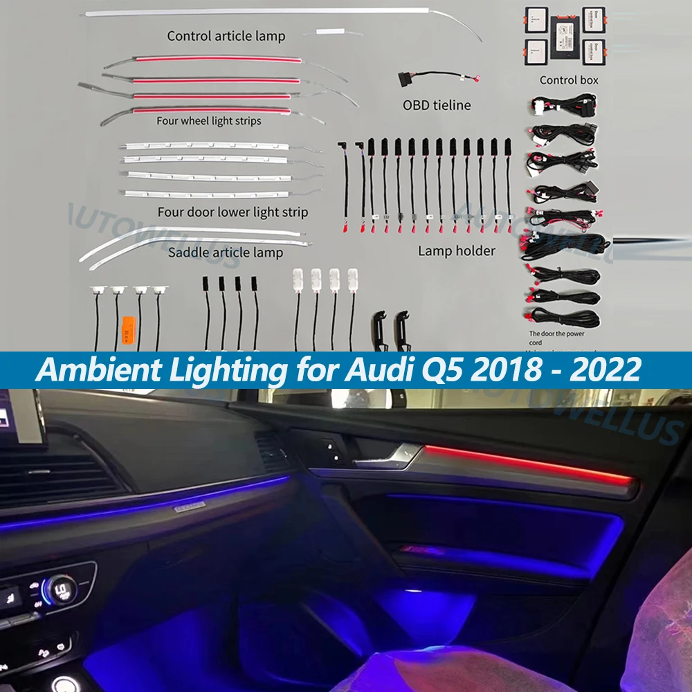 Комплект для модернизации интерьера Audi Q5 FY 2018-2025: 32-цветная RGB LED подсветка с управлением через MMI
Комплект для модернизации интерьера Audi Q5 FY 2018-2025: 32-цветная RGB LED подсветка с управлением через MMI
