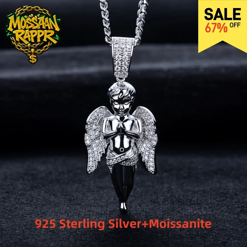 MossanRappr Moissanite Iced Out Blessed Angel Pendant Bling Hip Hop Necklace 925 Sterling Silver Men's Fashion Punk Rock Jewelry
MossanRappr Moissanite Iced Out Blessed Angel Pendant Bling Hip Hop Necklace 925 Sterling Silver Men's Fashion Punk Rock Jewelry
