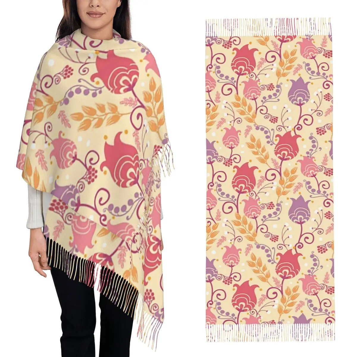 Шарф с узором тюльпана, шарфы с кисточками, женские мягкие теплые шали и накидки, длинная осенне-зимняя шаль
Шарф с узором тюльпана, шарфы с кисточками, женские мягкие теплые шали и накидки, длинная осенне-зимняя шаль