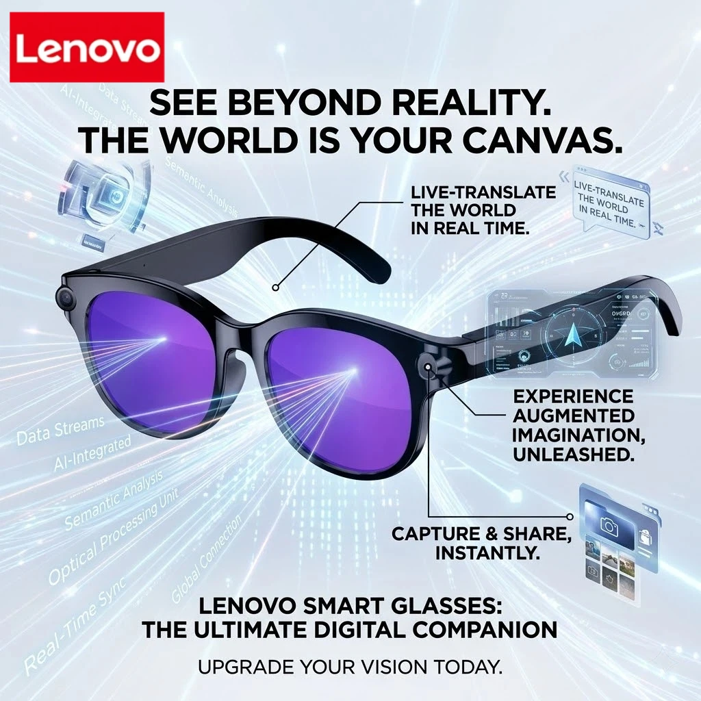 Lenovo 800W Smart Glasses Men HD Camera 150+Language Translation ChatGPT WIFI Video Recording Bluetooth CallAudio Glasses Women
Lenovo 800W Smart Glasses Men HD Camera 150+Language Translation ChatGPT WIFI Video Recording Bluetooth CallAudio Glasses Women