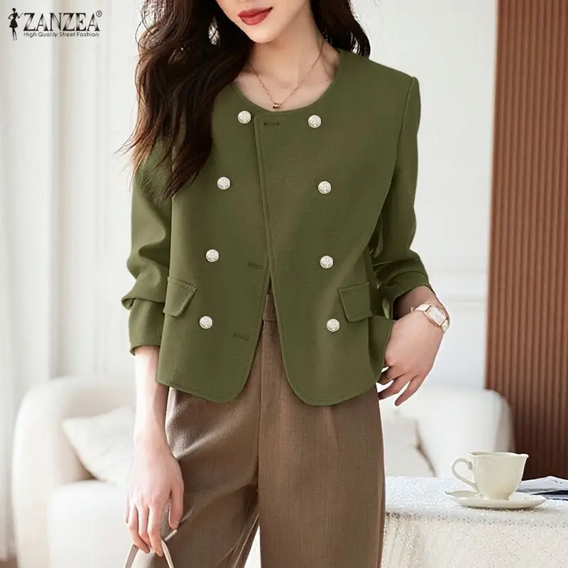 ZANZEA модный пиджак для женщин 2024, осенне-зимний пиджак, верхняя одежда, повседневные однотонные облегающие костюмы с круглым вырезом и длинными рукавами, пальто
ZANZEA модный пиджак для женщин 2024, осенне-зимний пиджак, верхняя одежда, повседневные однотонные облегающие костюмы с круглым вырезом и длинными рукавами, пальто