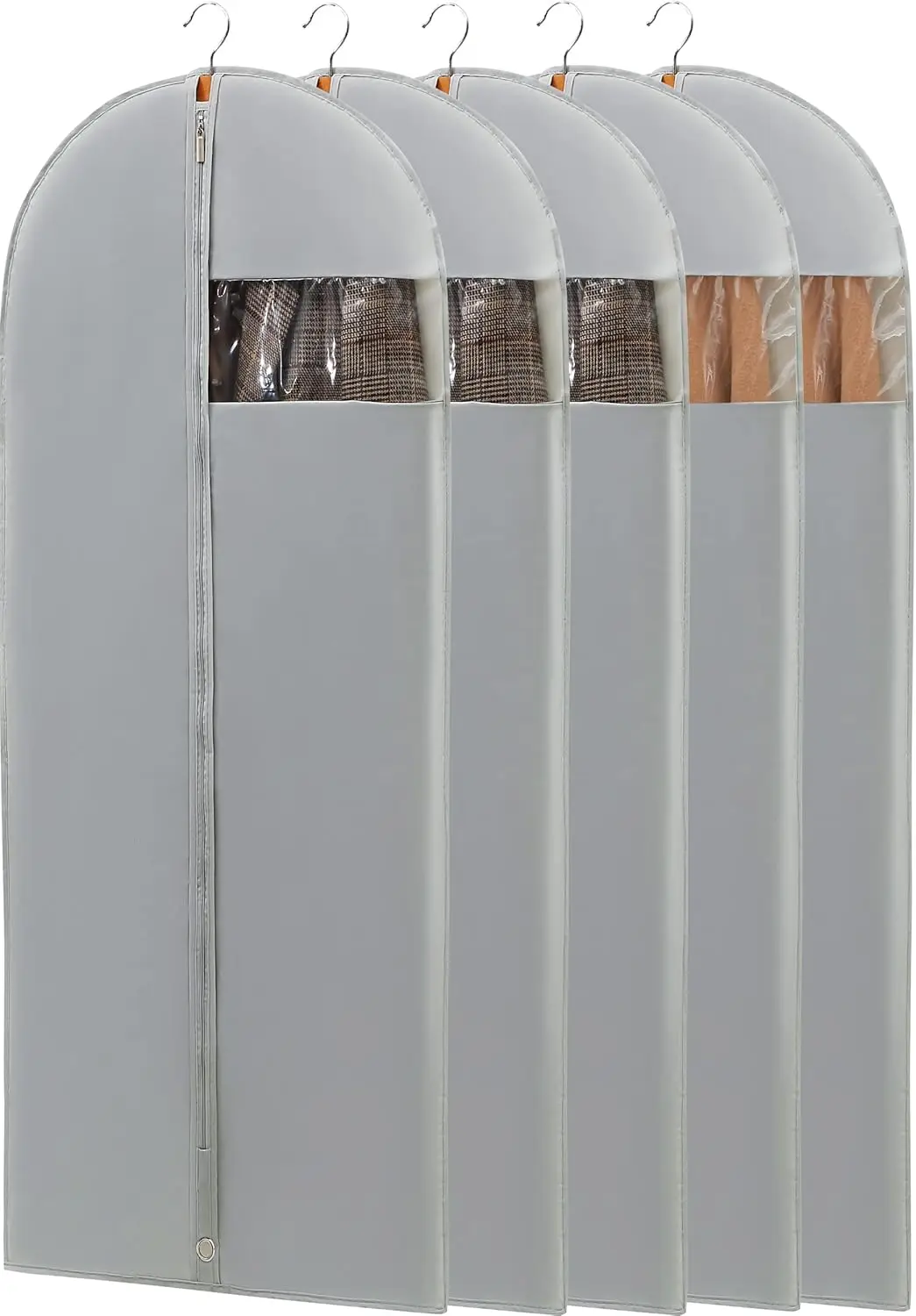 65" Long Garment Bags for Gowns, 5-Pack Grey Dress Covers with Clear Window
65" Long Garment Bags for Gowns, 5-Pack Grey Dress Covers with Clear Window