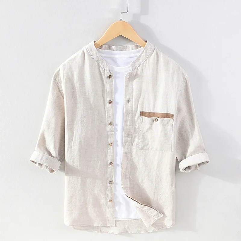 Linen Short Sleeved Shirt For Men men's Summer Retro Chinoiserie Three-quarters Sleeve Shirt Large Loose Casual Stand Collar
Linen Short Sleeved Shirt For Men men's Summer Retro Chinoiserie Three-quarters Sleeve Shirt Large Loose Casual Stand Collar