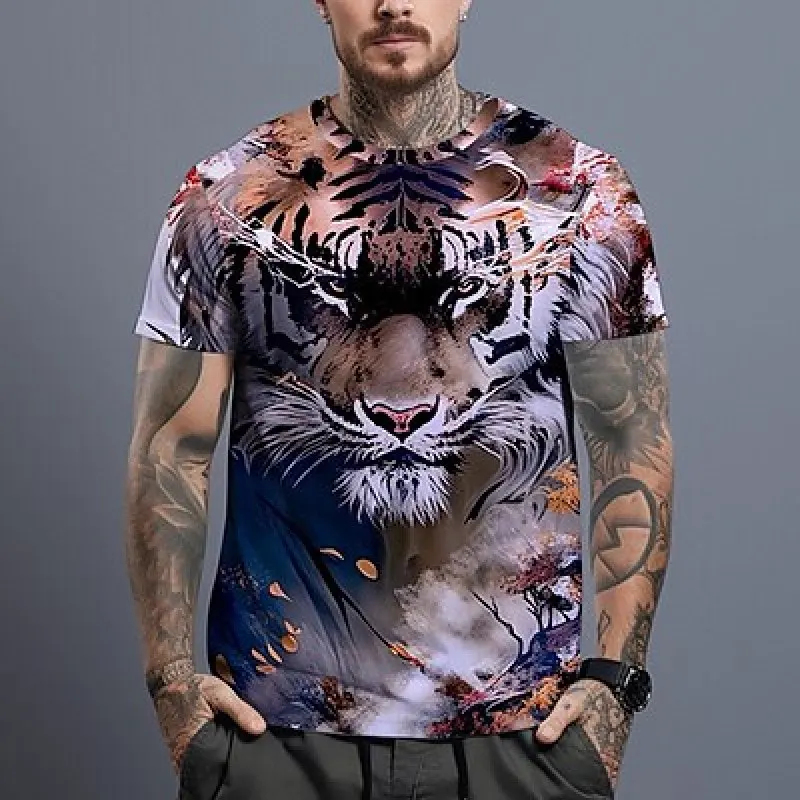Camiseta con estampado 3D de tigre para hombre, camisa de manga corta con estampado de animal, топы de moda Vintage
Camiseta con estampado 3D de tigre para hombre, camisa de manga corta con estampado de animal, топы de moda Vintage