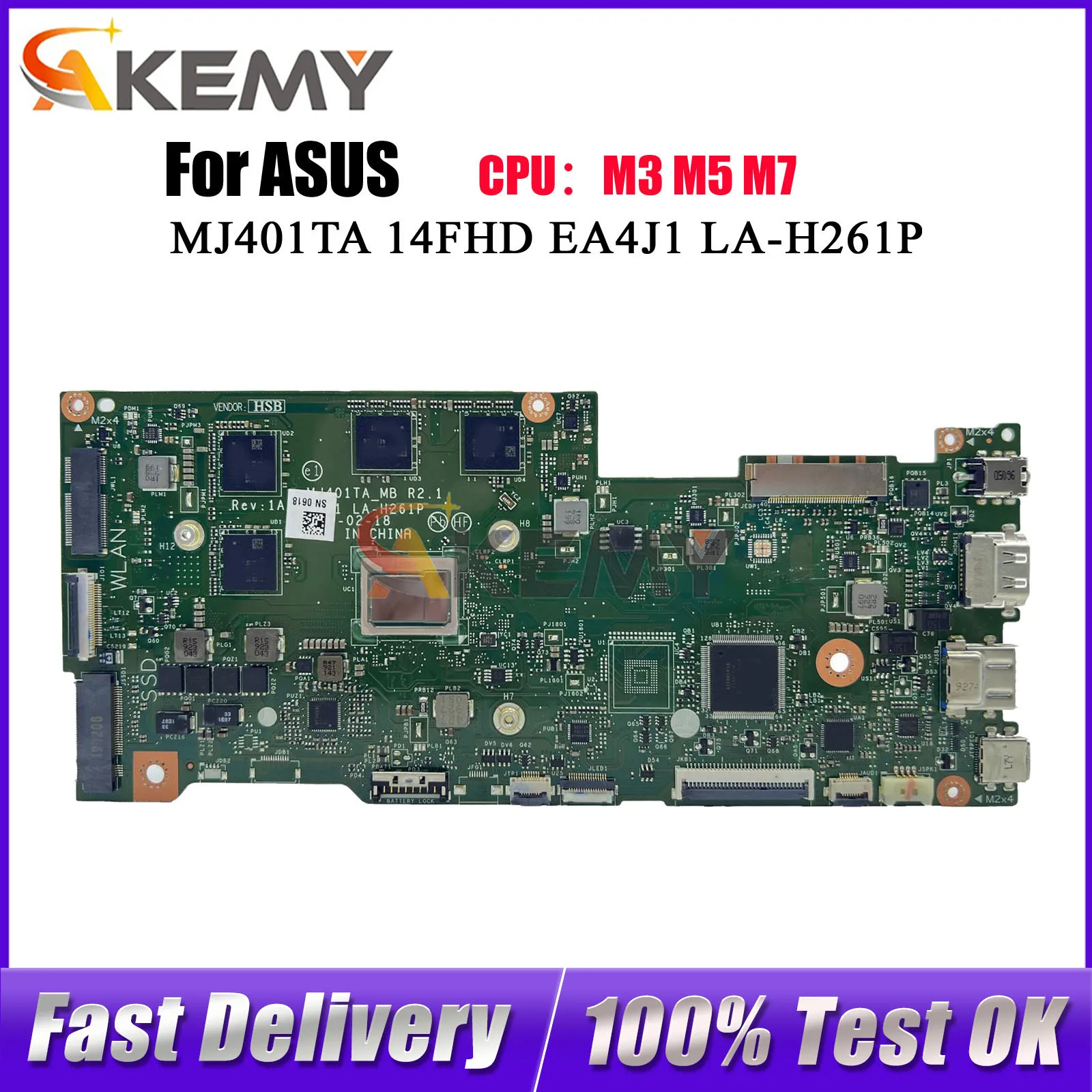 MJ401TA Laptop Motherboard For ASUS VivoBook MJ401T LA-H261P MJ401TA 14FHD EA4J1 Mainboard With M3 M5 M7 CPU 100% tests OK stk
MJ401TA Laptop Motherboard For ASUS VivoBook MJ401T LA-H261P MJ401TA 14FHD EA4J1 Mainboard With M3 M5 M7 CPU 100% tests OK stk