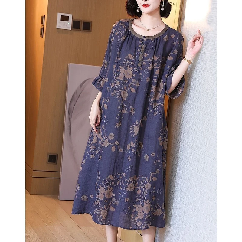 Elegant O-Neck Spliced Butterfly Sleeve Printed Vintage Dress Women's Clothing 2025 Summer New Loose Office Lady Ladies Dresses
Elegant O-Neck Spliced Butterfly Sleeve Printed Vintage Dress Women's Clothing 2025 Summer New Loose Office Lady Ladies Dresses