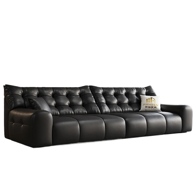 Leather sofa living room Italian minimalist first layer cowhide high-end black straight row simple modern small apartment
Leather sofa living room Italian minimalist first layer cowhide high-end black straight row simple modern small apartment