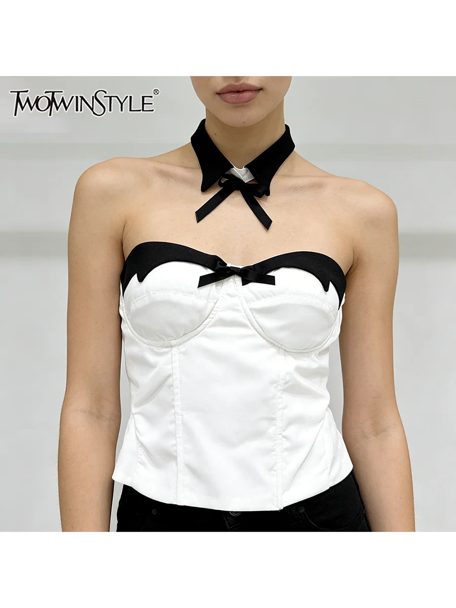 TWOTWINSTYLE хит цвета для похудения, модные жилеты с бантом для женщин, туника без бретелек, без рукавов, лоскутный жилет-колье, женский
TWOTWINSTYLE хит цвета для похудения, модные жилеты с бантом для женщин, туника без бретелек, без рукавов, лоскутный жилет-колье, женский