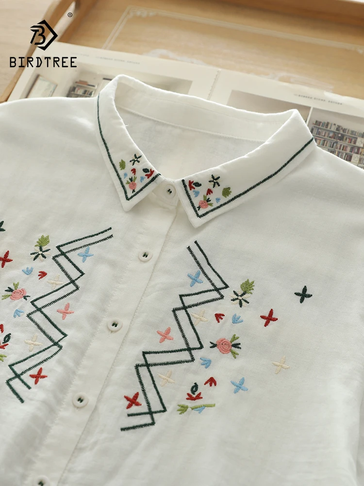 New 2025 Summer Cotton Yarn 3/4 Sleeve Shirt, Women Turn-down Collar Floral Embroidery, Mori Girl Soft OL Loose Blouse T53914CC
New 2025 Summer Cotton Yarn 3/4 Sleeve Shirt, Women Turn-down Collar Floral Embroidery, Mori Girl Soft OL Loose Blouse T53914CC