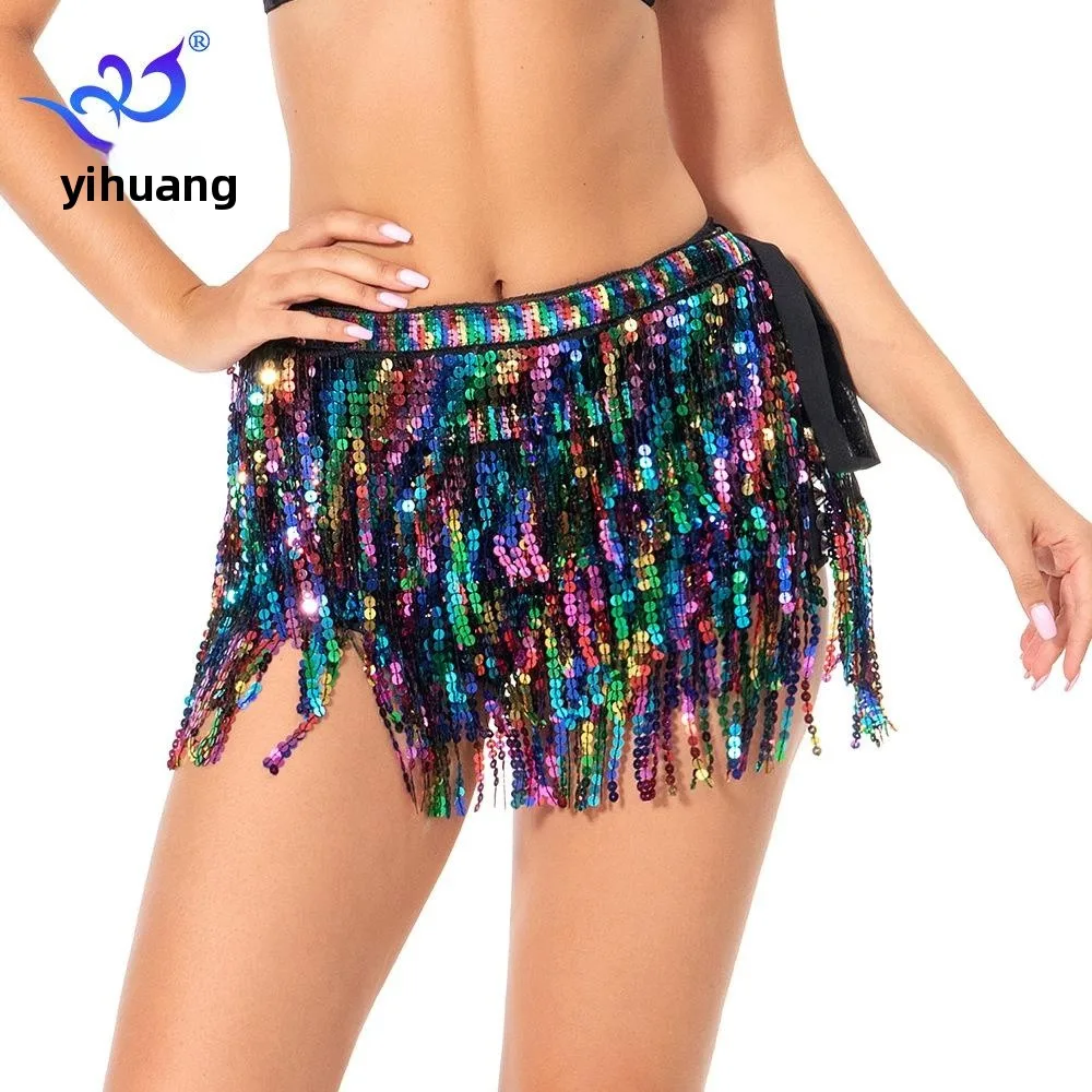 Halloween Sequin Tassel Dance Costume Belly Dance Skirt Party Performance Outfit Bell Bottom Waistcloth Stage Performance Dress
Halloween Sequin Tassel Dance Costume Belly Dance Skirt Party Performance Outfit Bell Bottom Waistcloth Stage Performance Dress