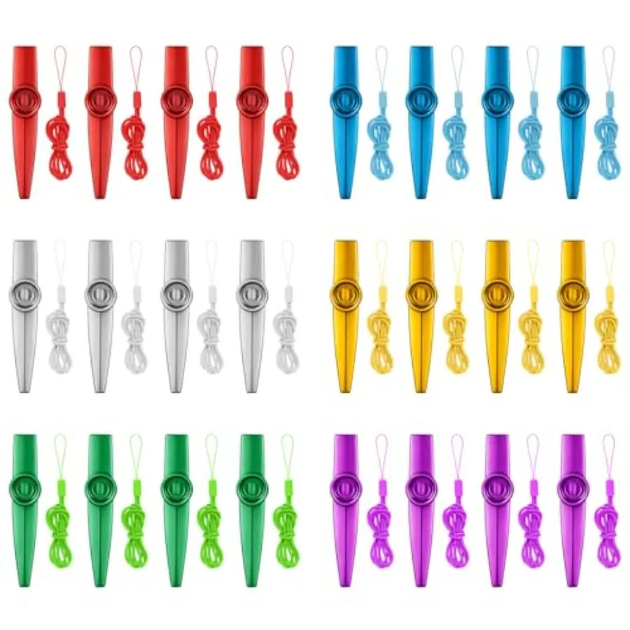 48pcs Metal Kazoos Bulk with Lanyards, 6 Colors Musical Instruments Metal Flute Music Party Favors for Guitar Violin Piano Keyb
48pcs Metal Kazoos Bulk with Lanyards, 6 Colors Musical Instruments Metal Flute Music Party Favors for Guitar Violin Piano Keyb