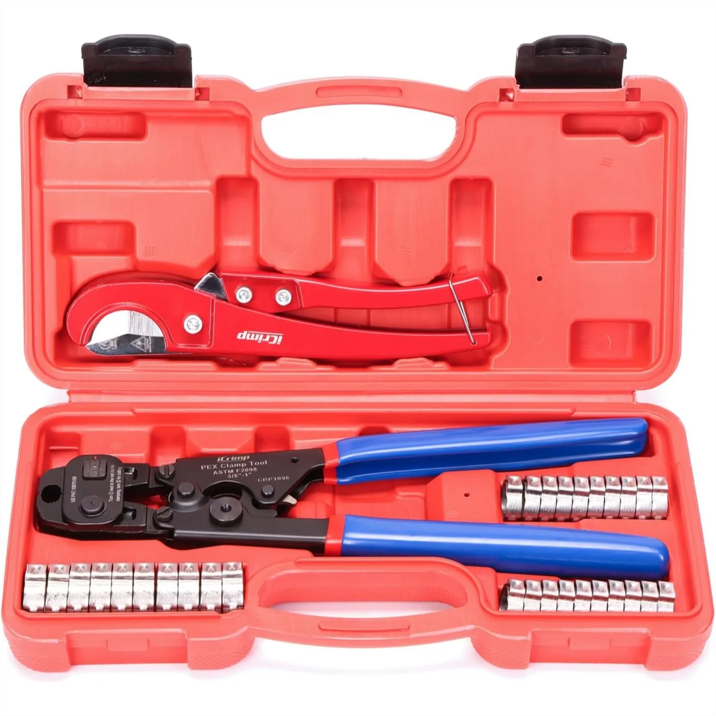 PEX Cinch Tool with Remover for 3/8-1in Stainless Clamps, Ratchet Crimper with 20PCS 1/2in, 10PCS 3/4in Clamps and Pipe Cutter
PEX Cinch Tool with Remover for 3/8-1in Stainless Clamps, Ratchet Crimper with 20PCS 1/2in, 10PCS 3/4in Clamps and Pipe Cutter