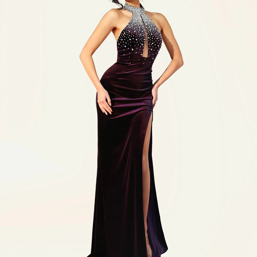 Customized Mermaid Evening Dresses Floor-length High-neck Sleeveless Prom Gown Fashion Crystal Side-split Backless Party Gown
Customized Mermaid Evening Dresses Floor-length High-neck Sleeveless Prom Gown Fashion Crystal Side-split Backless Party Gown