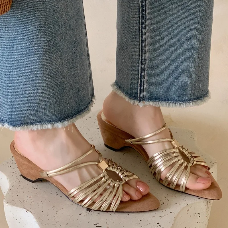 French Strap Roman Sandals Two-Wear Summer Out Pointed Toe Wedge Mid-High Heels
French Strap Roman Sandals Two-Wear Summer Out Pointed Toe Wedge Mid-High Heels
