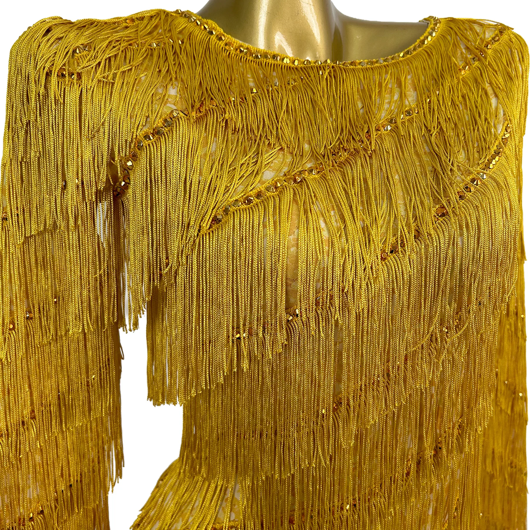 Luxury Yellow Fringe Maxi Dress Sheer Mesh Long Sleeve Bodycon Evening Gown Women Latin Dance Performance Party Costume Titian
Luxury Yellow Fringe Maxi Dress Sheer Mesh Long Sleeve Bodycon Evening Gown Women Latin Dance Performance Party Costume Titian