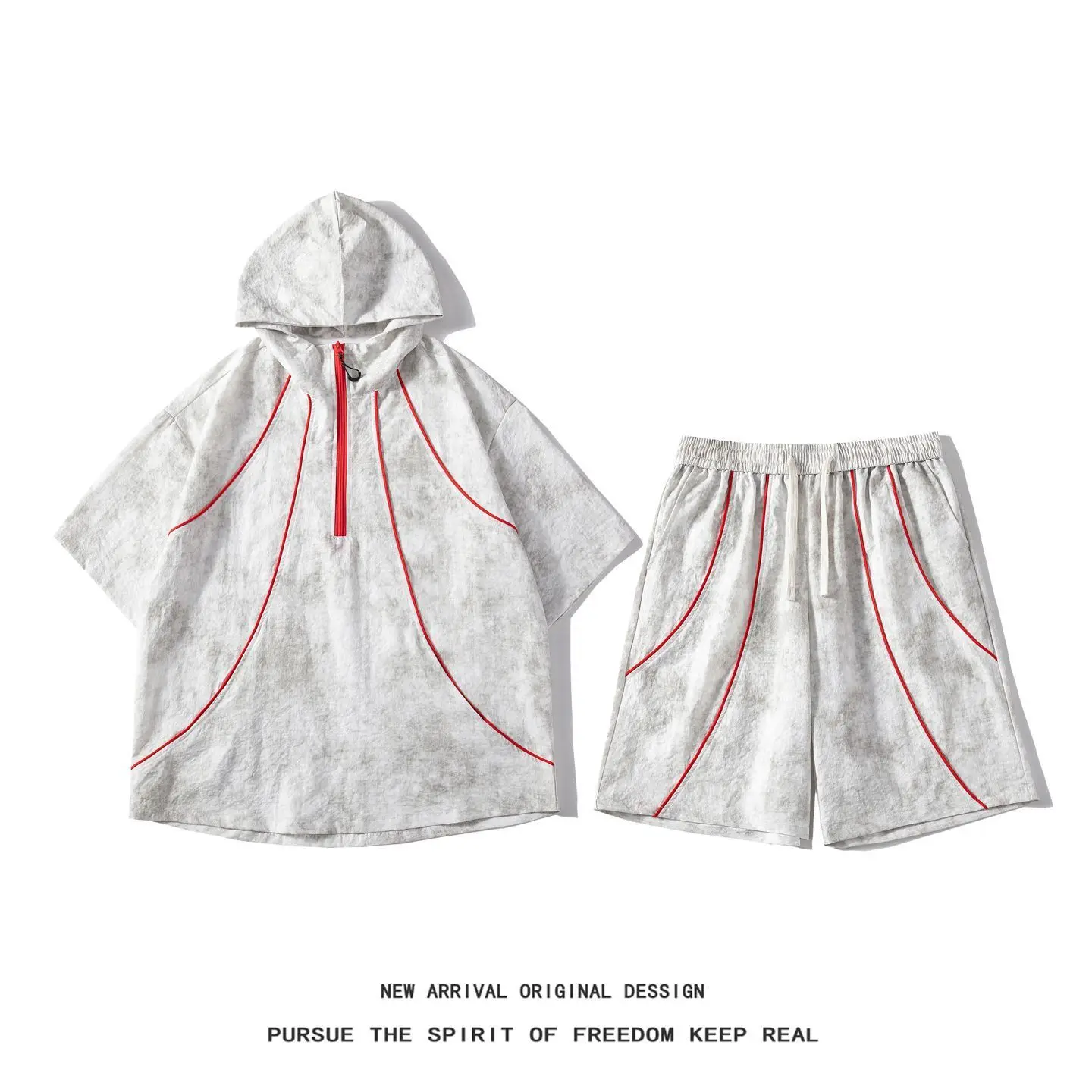 Summer Texture Sensation Hooded Half Zip Short Sleeve Shorts Set Unisex Loose Fit Sporty Fashionable Youth Polyester T-Shirt
Summer Texture Sensation Hooded Half Zip Short Sleeve Shorts Set Unisex Loose Fit Sporty Fashionable Youth Polyester T-Shirt