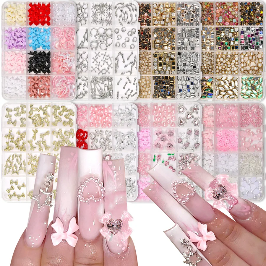 12Grids Luxury 3D Nail Art Gems Punk Metal Jewelry Nail Decoration with Pearls Rhinestones Vintage Gem Bowknot DIY Manicure Part
12Grids Luxury 3D Nail Art Gems Punk Metal Jewelry Nail Decoration with Pearls Rhinestones Vintage Gem Bowknot DIY Manicure Part