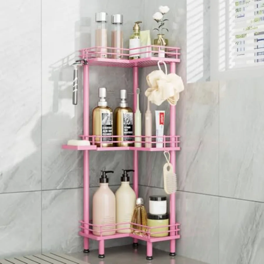Corner Shower Caddy Standing - Stainless Steel Shower Organizer with Soap Holder and Hooks, Large Capacity Corner Shelf Stand f
Corner Shower Caddy Standing - Stainless Steel Shower Organizer with Soap Holder and Hooks, Large Capacity Corner Shelf Stand f