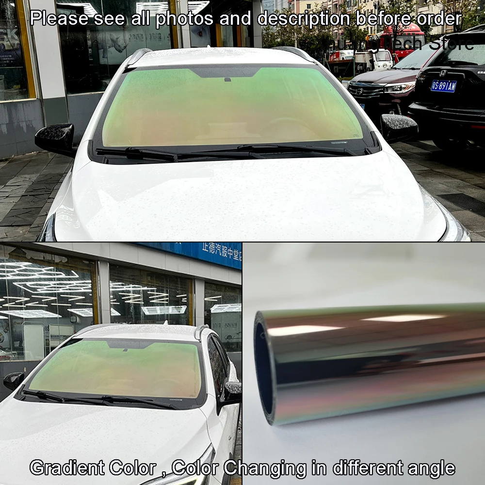 75x300cm VLT 76% Optical Color Change Car Windshield Foils, Solar Window Tint, Gradient Color Red to Yellow to Green, 2Mil Thick
75x300cm VLT 76% Optical Color Change Car Windshield Foils, Solar Window Tint, Gradient Color Red to Yellow to Green, 2Mil Thick