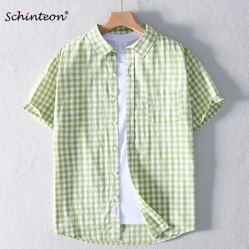 Schinteon Men 100% Cotton Shirt Short sleeved Casual Thin Plaid Comfortable Shirt Turn-down Collar 2026 Spring Summer New
Schinteon Men 100% Cotton Shirt Short sleeved Casual Thin Plaid Comfortable Shirt Turn-down Collar 2026 Spring Summer New